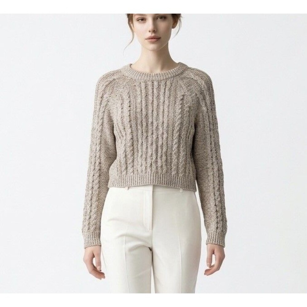 H&M Women’s Gray Cable Knit Sweater Size M Long Sleeves